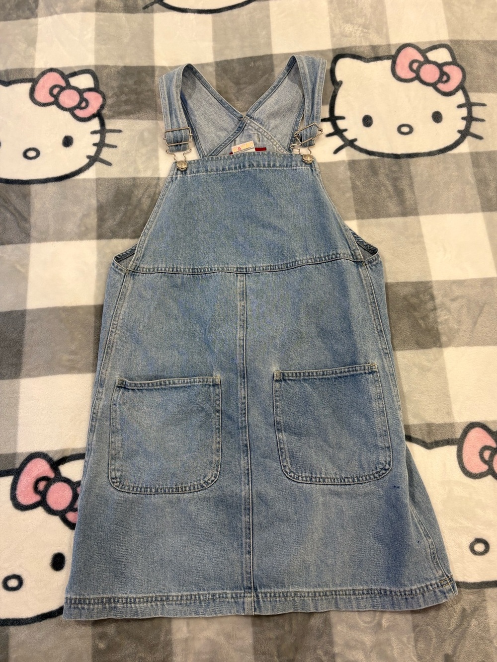 Vintage PSC Denim Overall Dress Y2K Light Wash Jean Pinafore